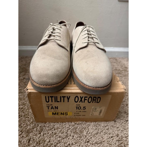 Bass Mens Utility Oxford Tan Suede Lace Up Dress Shoes 10.5 Made in USA - Picture 2 of 9